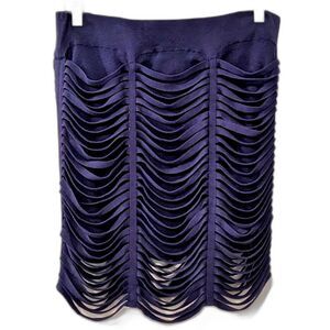 BCBGeneration Indigo Blue Cotton Blend Jersey Strappy Cage Miniskirt, Sz. M